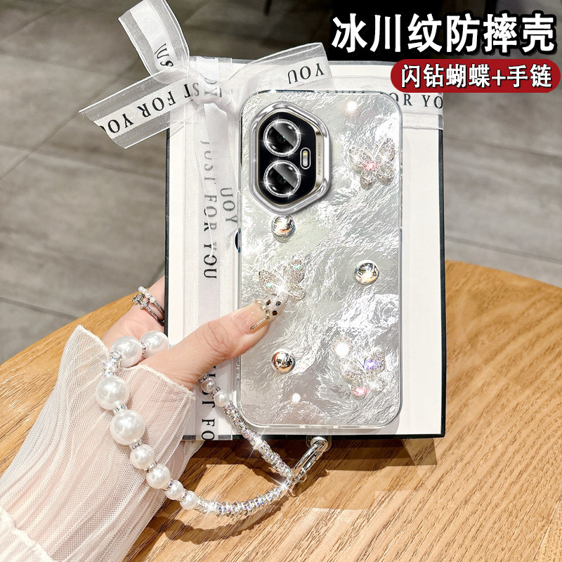 适用华为荣耀300手机壳300pro精孔200曲屏100镜头膜90镶钻80亚克力70女新款60亚克力50网红AMM-AN00挂绳Honor