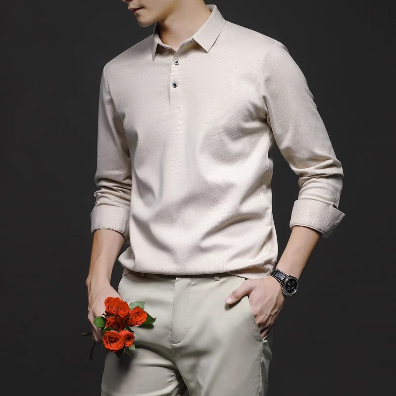 男士卫衣2025春季新款商务休闲polo衫高级感翻领长袖t恤男装