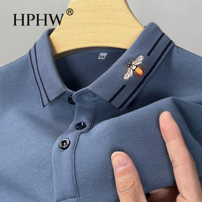 长袖T恤男翻领带刺绣春秋季打底POLO衫宽松男式体恤休闲上衣