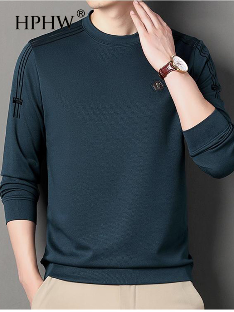 圆领卫衣长袖t恤男士2025春秋季商务休闲弹力抗皱套头上衣打底衫