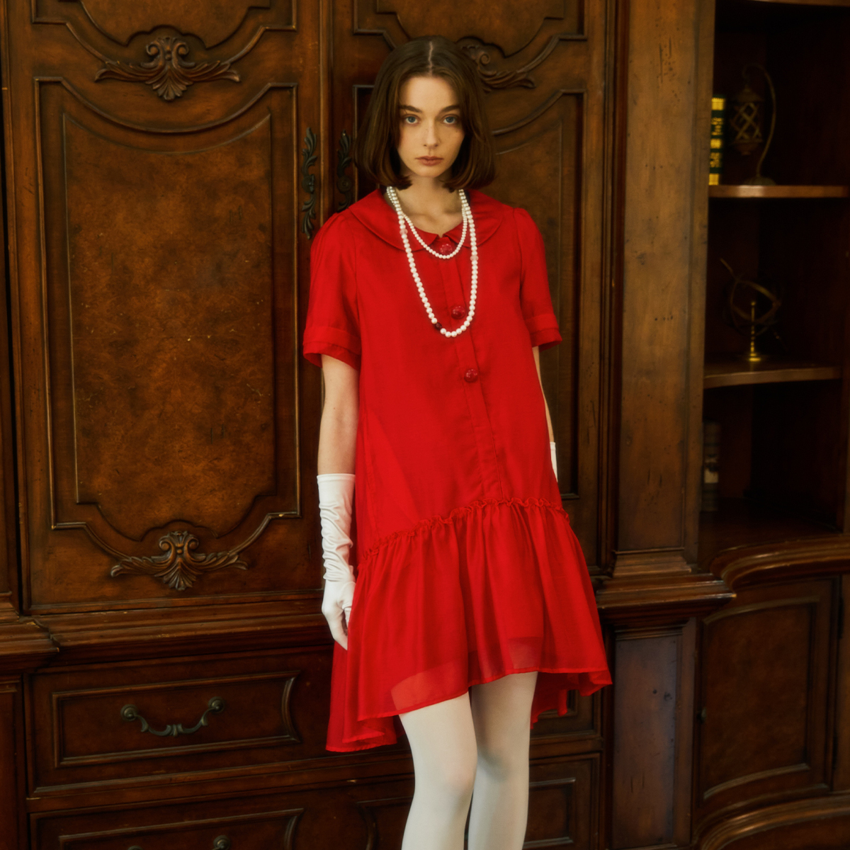 NuagesFrouFrou原创红色连衣裙