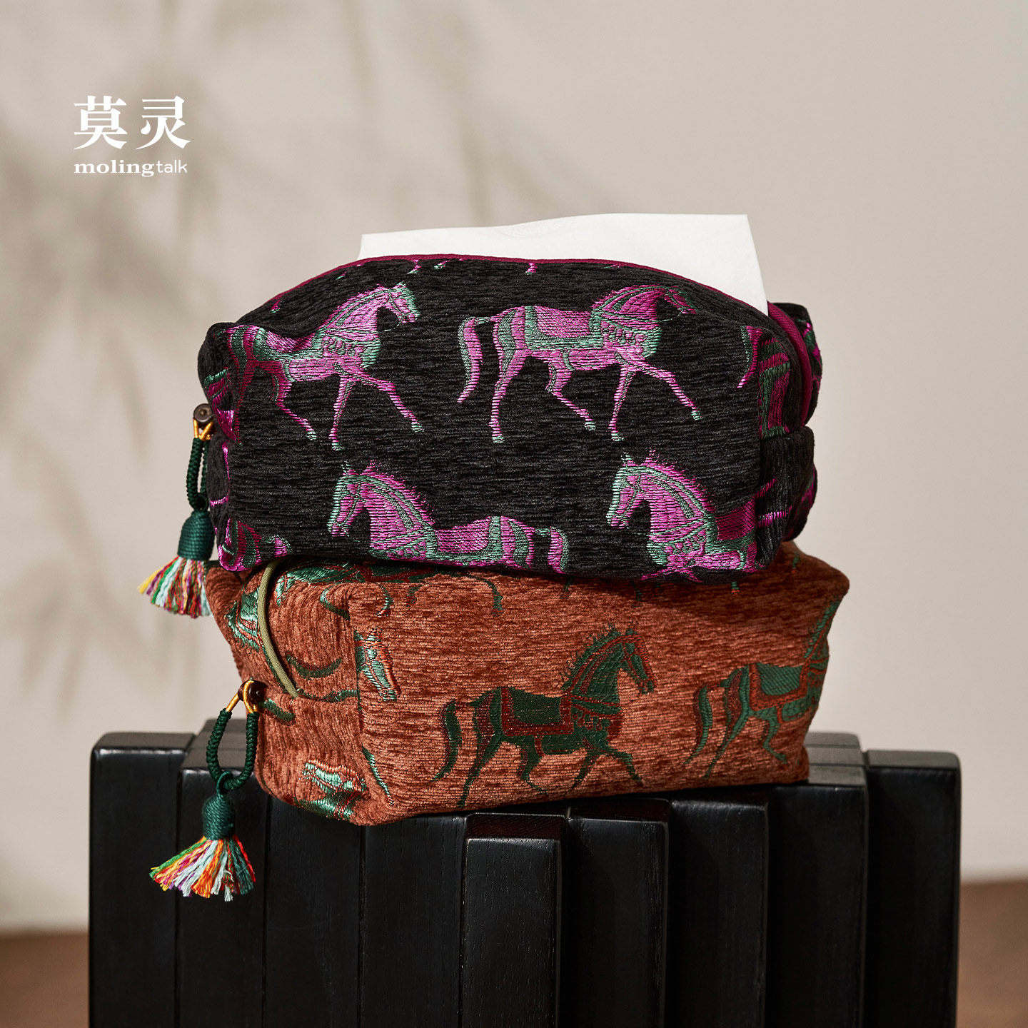 Molingtalk提花纸巾盒套马年家用桌面悬挂抽纸挂袋布艺纸巾收纳袋,收纳整理,纸巾盒,淘宝优惠券,粉丝福利购,淘宝优惠卷