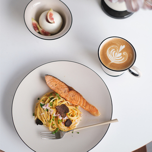 molingtalk 一人食餐盘甜片 家用陶瓷餐具三件套 碗盘杯子组合套装