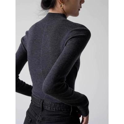 今年流行的灰色半高领羊毛针织衫