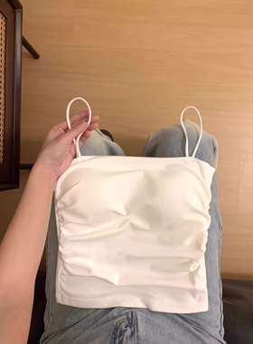 美背白色纯欲风带胸垫小吊带背心女夏季内搭外穿独特精致绝美上衣