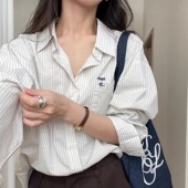 韩系休闲气质简约条纹衬衫 宽松设计感小众通勤衬衣 女2026早春新款