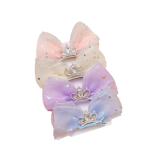 儿童发夹小女孩超仙立体蝴蝶结公主发饰宝宝钻石皇冠顶夹女童发卡