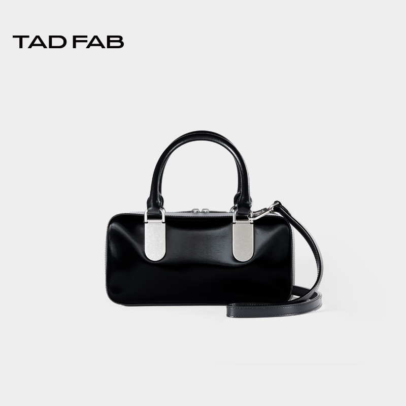 tadfab波士顿包丝光拼皮手提包