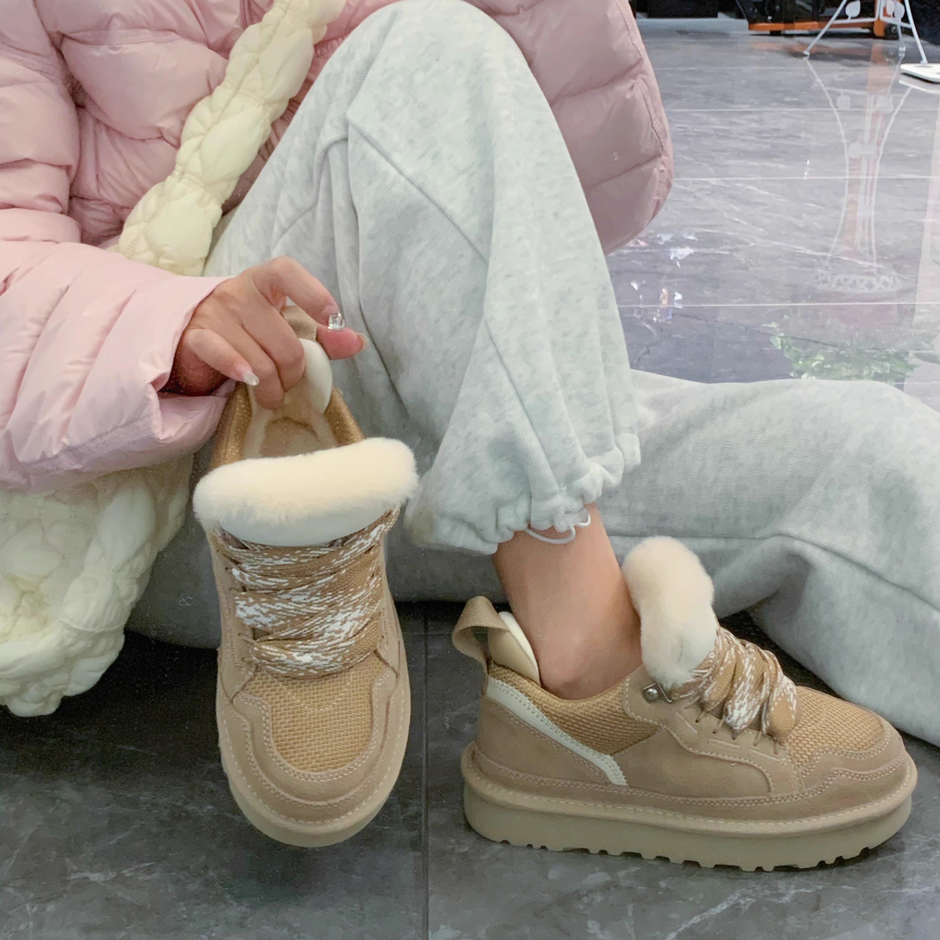 【新款梅尔】3CM｜羊皮毛一体雪地靴真皮真毛轻便增高保暖