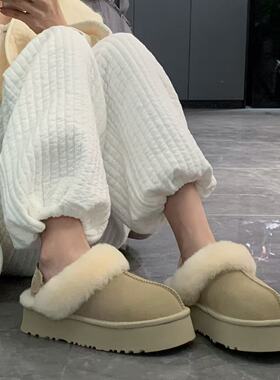 【厚底星拖】4CM｜羊皮毛一体舒适超轻便羊皮毛一体拖鞋增高保暖