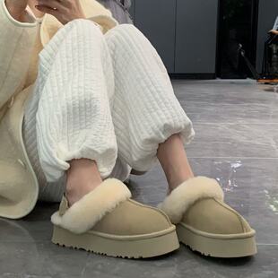 【厚底星拖】4CM|羊皮毛一体舒适超轻便羊皮毛一体拖鞋增高保暖