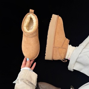 【厚底迷你】4CM｜雪地靴羊皮毛一体增高保暖冬季女鞋轻便新款