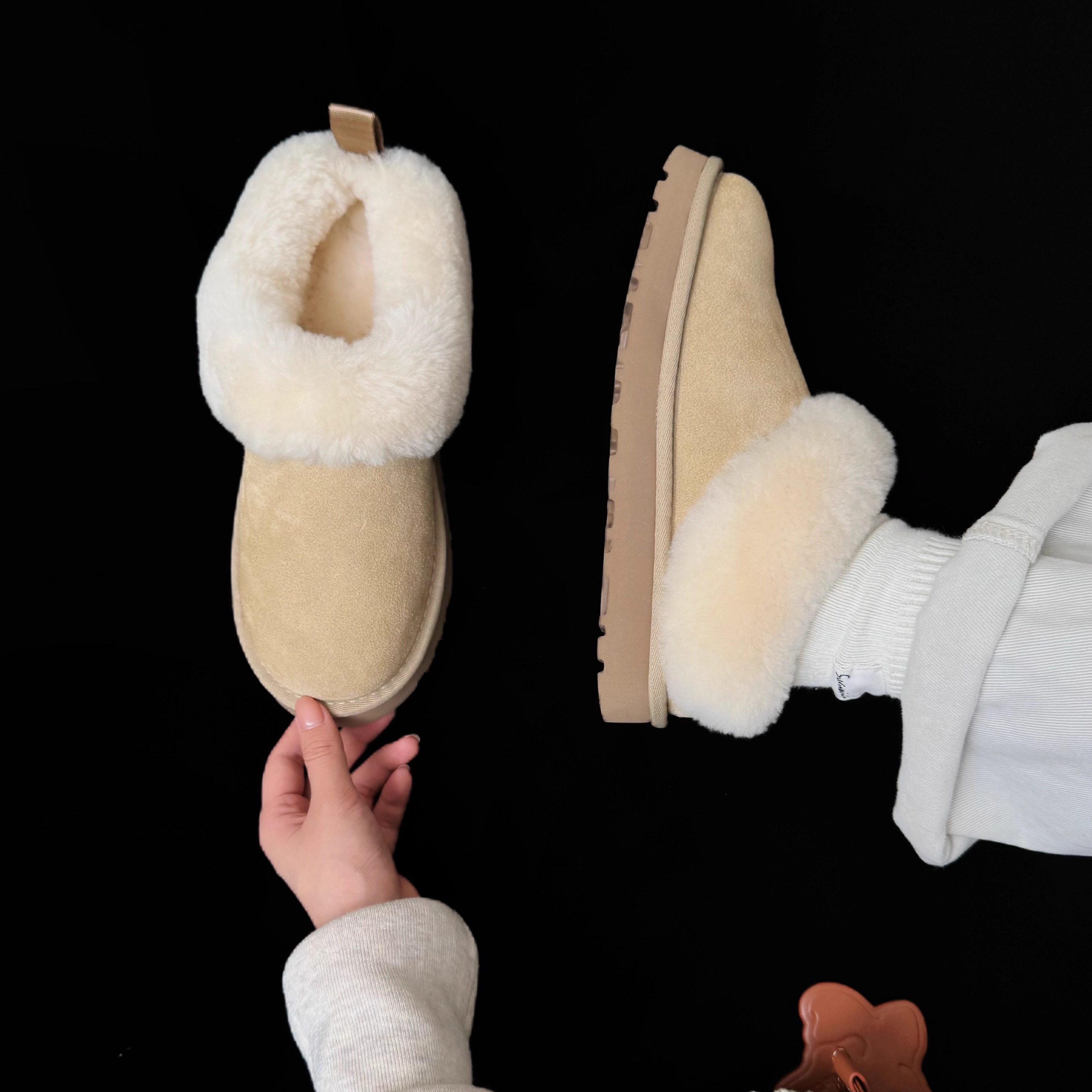 平底塔茨勒羊皮毛一体雪地靴