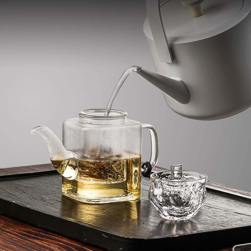 方形玻璃小茶壶家用泡茶器茶水分离壶绿茶专用加厚一人喝功夫茶具