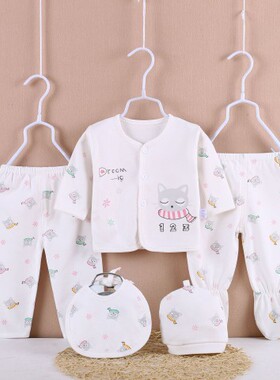 0-3个月初生宝宝五件套新生婴儿纯棉长袖衣服出生宝宝满月空调服