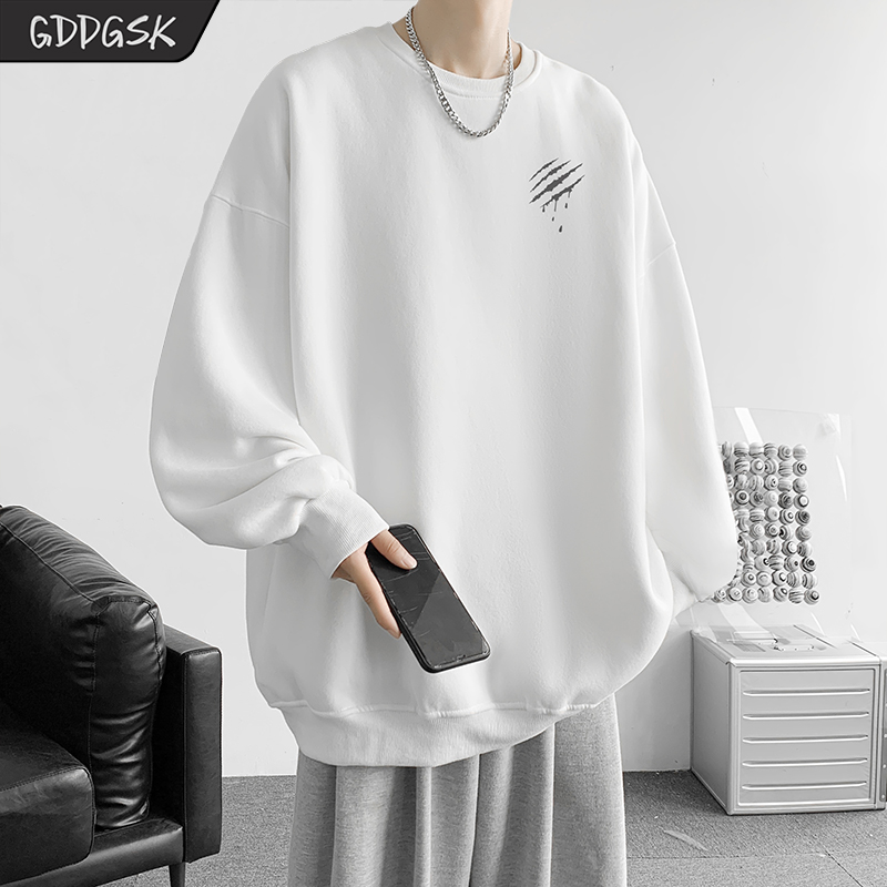 GDDGSK重磅纯棉卫衣男ins潮牌宽松百搭长袖T恤秋冬季加绒圆领上衣