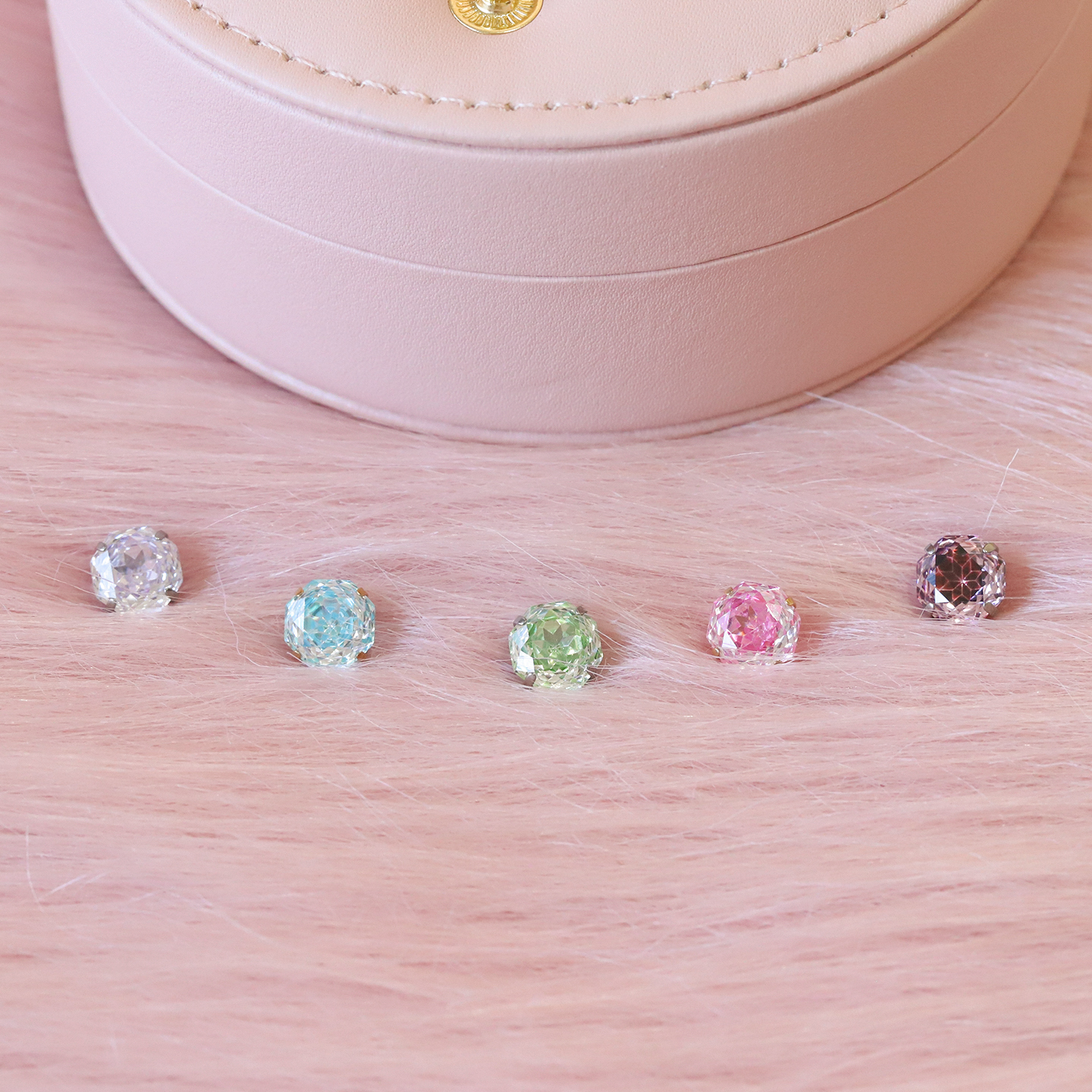 爆闪糖心玫瑰切锆石耳钉医用钛合金耳钉耳骨耳蜗防过敏碗底内螺纹