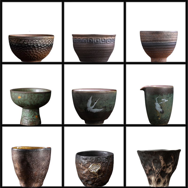 新中式茶室博古架茶壶茶杯摆件复古茶空间氛围布置陶瓷茶具组合装