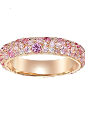 渐变粉钻s925纯银戒指戒指镀18K金指环轻奢小众高级感情人节礼物