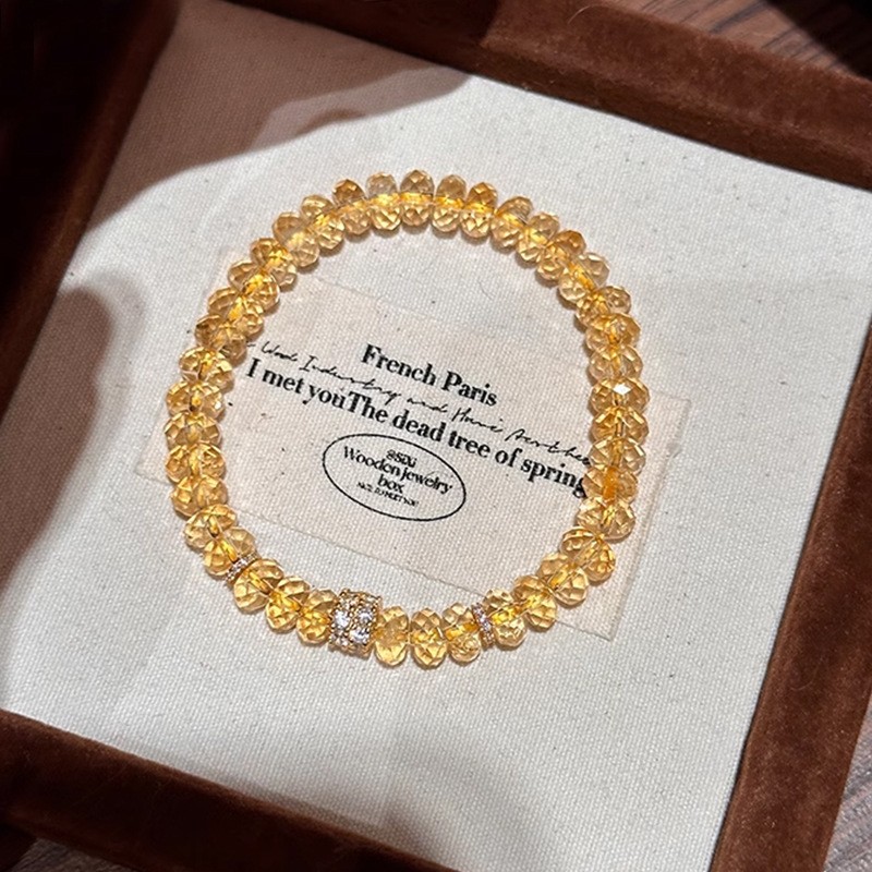 轻奢巴西切面天然黄水晶手串暴力黄塔晶女手链性感知性串珠手饰