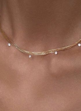 叠戴锁骨链潮流高碳钻仙女链新款