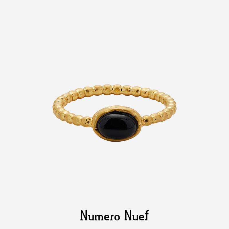 Nuef “ Riche comme Priam ”系列 黑玛瑙镶嵌连珠素圈戒指