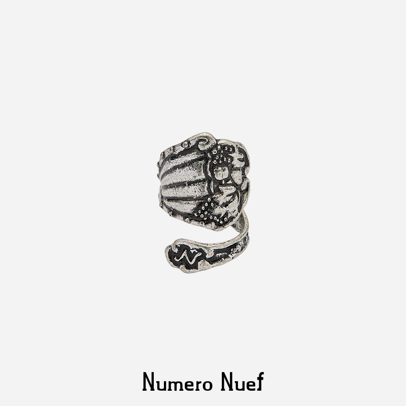 Nuef “Cornucopia”希腊复古银勺不对称重工开口戒指