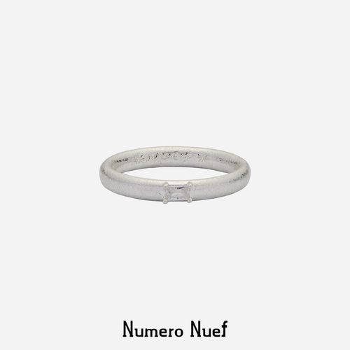 Nuef “Cornucopia”古典方锆石镶嵌素圈戒指小众情侣对戒可叠戴