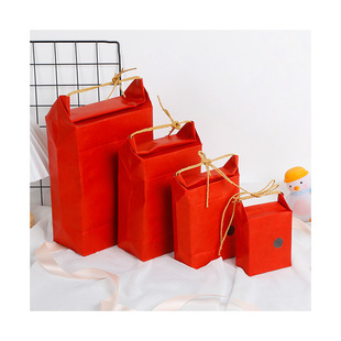 高档红色牛皮纸袋茶叶大米收纳袋曲奇烘焙包装袋喜糖礼品袋子通用