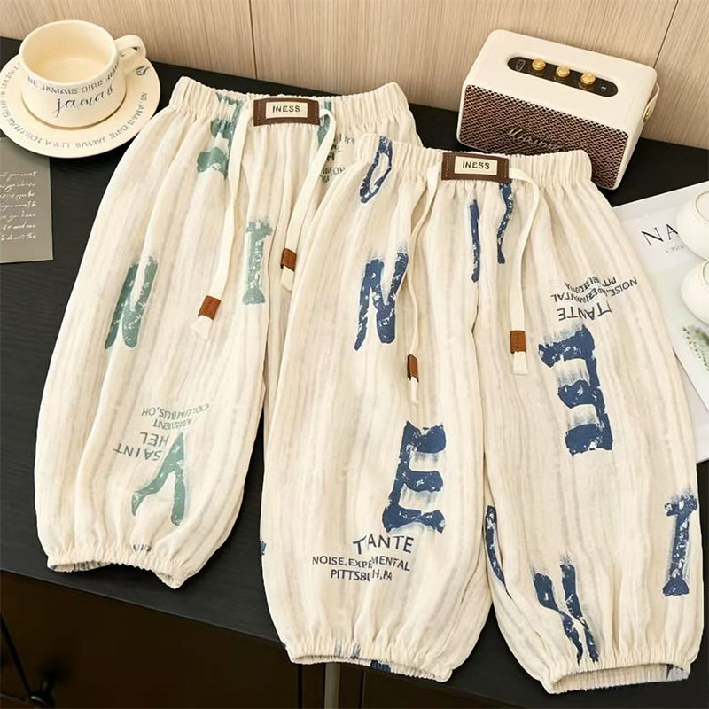 男女童夏季束脚防蚊灯笼松紧裤