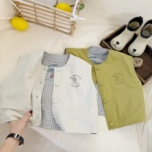 儿童春秋双面穿夹棉马甲2026男童卡通韩版 女童洋气坎肩潮 印花秋季