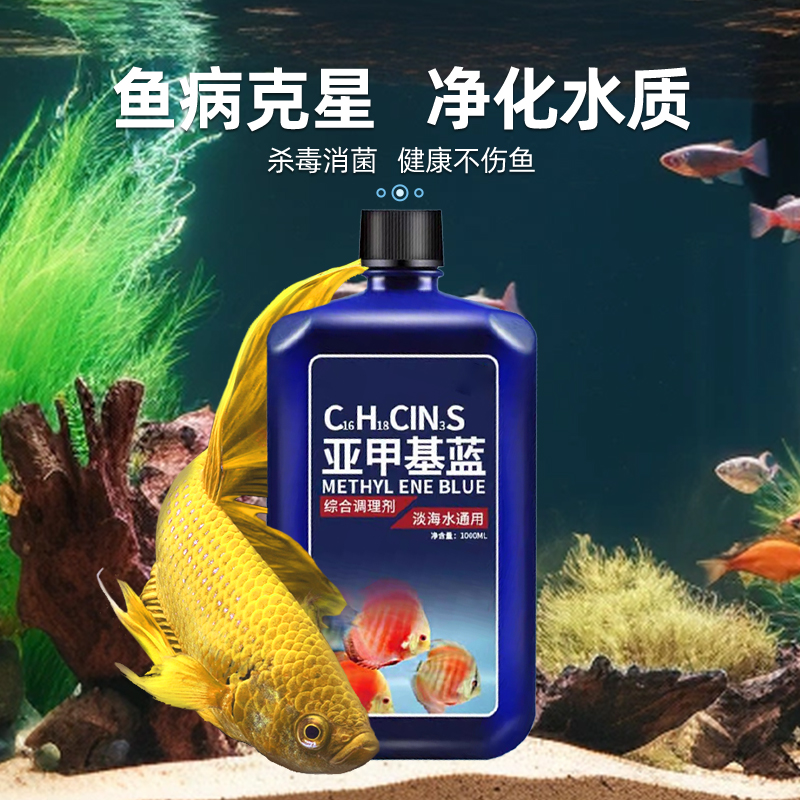 亚甲基蓝水族鱼专用鱼缸消毒杀菌药烂身烂尾水霉病药试剂溶液