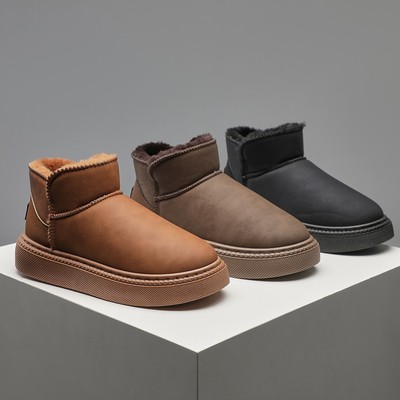 东北男士雪地靴皮面2025新款厚底