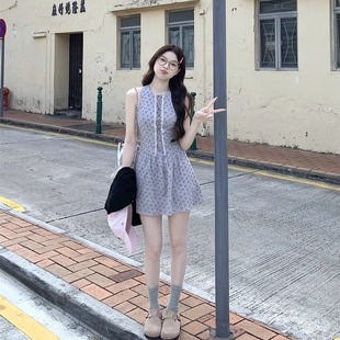 气质收腰初恋绝美小香风A字短裙 法式 碎花无袖 背心连衣裙夏季 新款