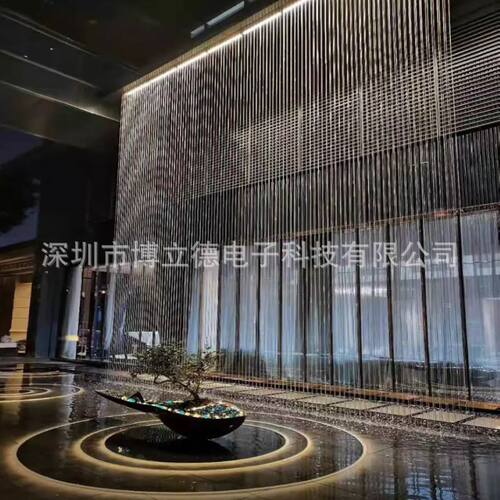 售楼中心拉线水幕光纤带灯光水幕墙室内室外水景装饰工程施工安装