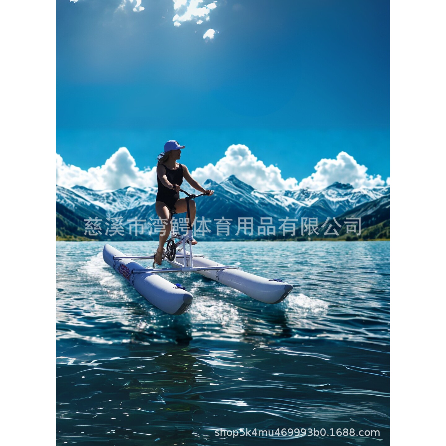 景区亲子项目单人水上自行车圆浮筒设备充气船亲子水上项目