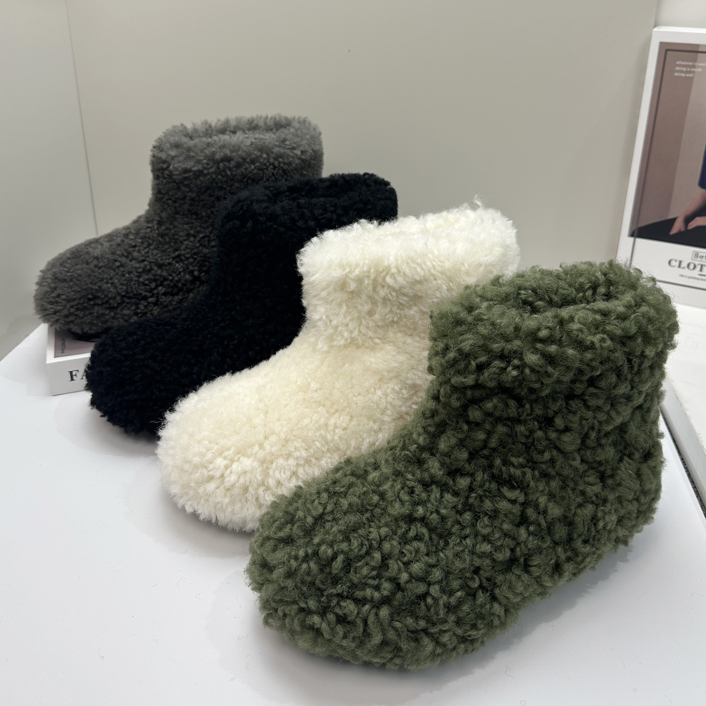 羊卷毛皮毛一体真皮毛毛雪地靴女冬季保暖加绒毛毛靴防滑厚底短靴