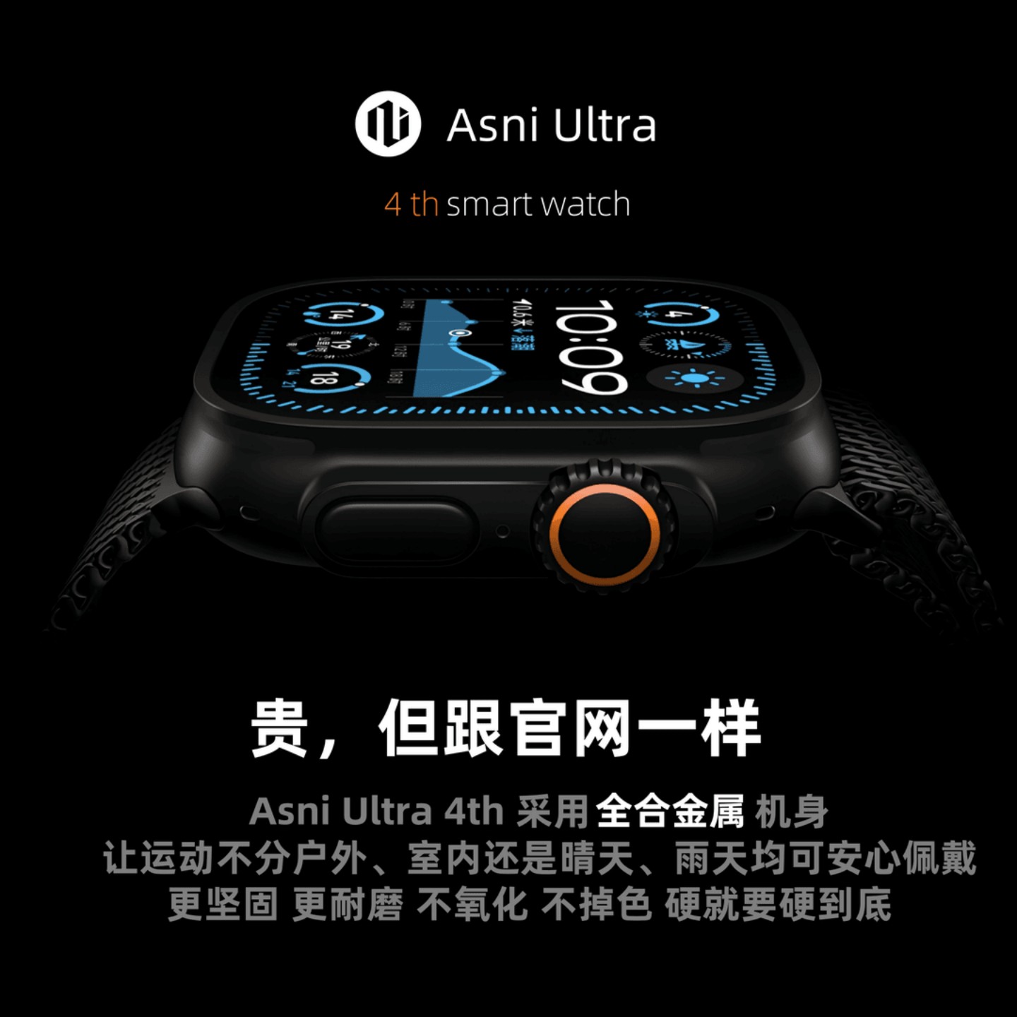 阿斯尼Asni Ultra 4+智能手表有网络支持第3方APP微信真实回复版
