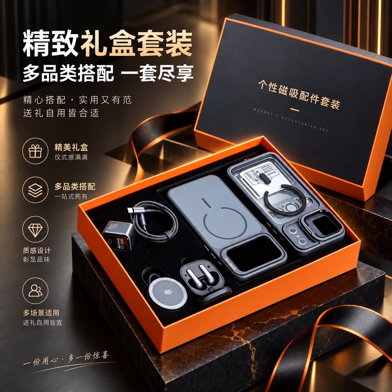 【苹果充电套装】屏显充电头45W适用苹果18无线磁吸充电器iPhone17ProMax耳机16Pro数据线快充15手机壳氮化镓