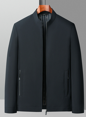 爸爸中山装外套中年男士秋装立领父亲50多岁春秋夹克2025新款男装