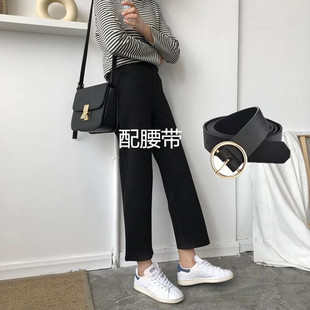 薄款 韩版 休闲职业西装 裤 2019夏秋季 女九分直筒宽松阔腿百搭裤 女装