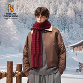 威廉福克斯男装 绵羊毛毛领复古羽绒服保暖防风潮流飞行服外套 冬季