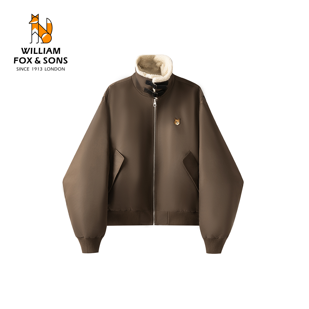 威廉福克斯绵羊毛毛领复古羽绒服