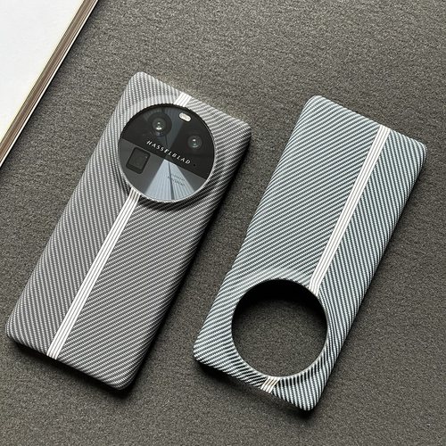 OPPOFindx6Pro手机壳凯夫拉细纹600D半包适用findx7Ultra碳纤维芳纶超薄散热赛道版findx6浮雕裸机防摔保护壳