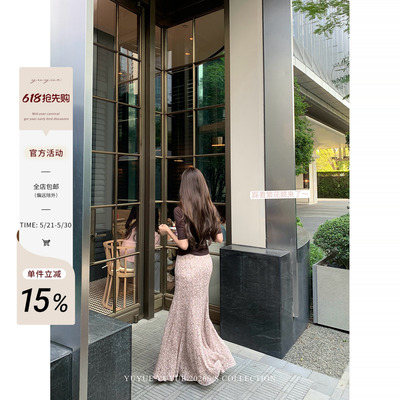 粉色碎花雪纺长款半身裙女