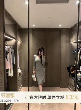 Yuyueer 七分袖短款开衫性感吊带背心女春季包臀中长款半裙套装