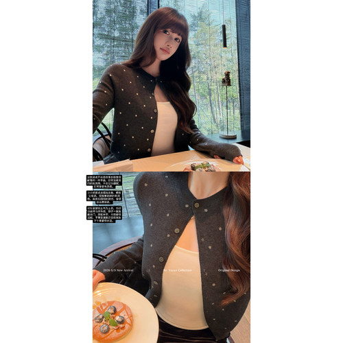 波点针织开衫女秋季新款