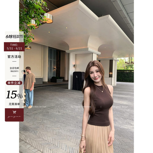 夏日圆领贴身无袖背心女夏季