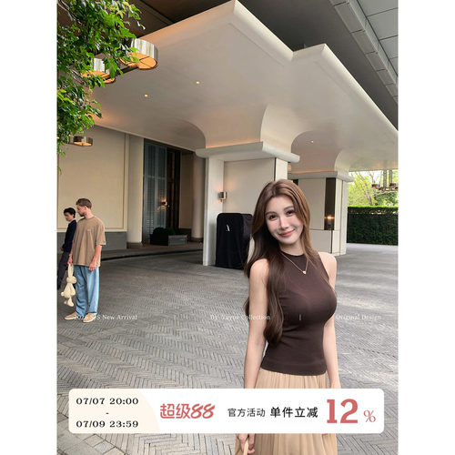 夏日圆领贴身无袖背心女夏季