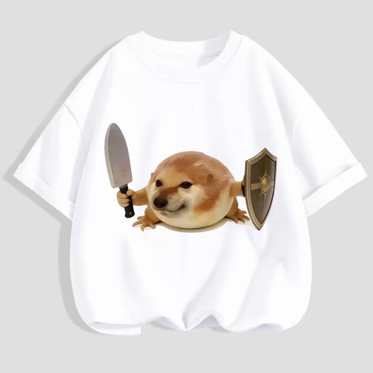 【我的刀盾】儿童趣味印花T恤 刀盾狗童装短袖 男童女童纯棉半袖